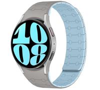 Amizee Compatible avec Bracelet Samsung Galaxy Watch 7/6/5/4/FE 40mm 44mm/Watch6 Classic 43mm 47mm/Watch5 Pro 45mm/Watch4 Classic, 20mm Bracelet Silicone Magnétique pour Hommes, Kaki/Bleu Clair