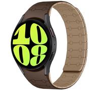 Amizee Compatible avec Bracelet Samsung Galaxy Watch 7/6/5/4/FE 40mm 44mm/Watch6 Classic 43mm 47mm/Watch5 Pro 45mm/Watch4 Classic, 20mm Bracelet Silicone Magnétique pour Hommes, Marron-F/Marron-C