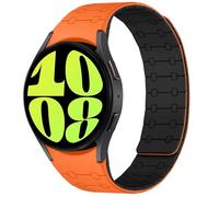 Amizee Compatible avec Bracelet Samsung Galaxy Watch 7/6/5/4/FE 40mm 44mm/Watch6 Classic 43mm 47mm/Watch5 Pro 45mm/Watch4 Classic, 20mm Bracelet Silicone Magnétique pour Hommes, Orange/Noir