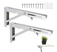 AMJKEJI 2 Pcs Support d' Étagères Pliable 200mm Équerre Pliante Étagère Murale Support Pliante Robuste Gris Support Console Pliable pour Table Etagere Murale 50KG Porteur