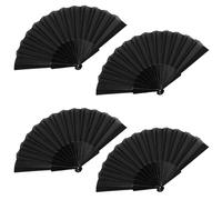 AMJKEJI 4 Pièces Éventail Pliant Eventail Mariage Ventilateur de Style Chinois Pliant Petit Eventail Pliable de Poche pour Mariage Noël Fête Decorer Danse Fête Performances Noir