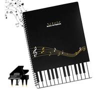 AMJKEJI Chemises pour Partitions, Classeur Partition Musique, Classeur A4 Musique en Plastique, Dossier de Rangement pour Partitions de Musique 30 Pages / 60 Pochettes, Noir