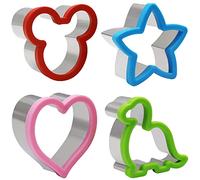 AMJKEJI Emporte-pièces Biscuits, 4 Pièces Découpeurs de Sandwich en Acier Inoxydable Mickey Mouse, Dinosaure, Étoile, Cœur, pour Pain, Gâteau, Fruits, Biscuits, Sandwich