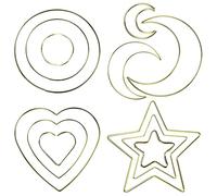 AMJKEJI Lot de 12 Anneaux en Métal pour Attrape Rêves Anneaux Décoratifs à Suspendre Anneaux Métalliques Pentagramme, Rond, Lune, Cœur 3 Tailles Pour Attrape Rêves, Fleurs Sèches, Décoration Murale
