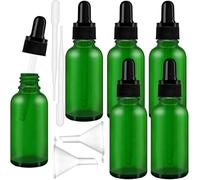 AMJKEJI Lot de 12 bouteilles à pipette de 30 ml avec entonnoir compte-gouttes en verre pour huiles essentielles, parfum, aromathérapie - Vert