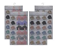 AMJKEJI Lot de 2 organiseurs de penderie à suspendre pour sous-vêtements, chaussettes, soutiens-gorge, 30 poches de rangement double face, pliables et peu encombrantes pour culottes, soutien-gorge,