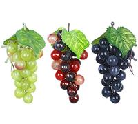 AMJKEJI Lot de 3 raisins artificiels pour décoration, raisins artificiels pour décoration de table, mariage, fête, bar, accessoire de photographie, violet, vert, noir