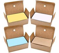 AMJKEJI Lot de 400 cartes vierges en papier vierges - Avec mot mémoire - Pour l'école (blanc/marron/jaune/bleu), 5.3 x 8.8 cm