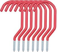 AMJKEJI Lot de 8 Crochet Velo Mural Support Velo Plafond Crochet de Rangement en Métal pour Garage Vélos Outils Électriques Tuyaux Arrosage (Rouge)
