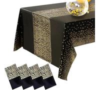 AMJKEJI Nappes de Fête Jetables - 4 Pièces Rectangulaires 137 x 274 cm en Plastique pour Anniversaires, Mariage, Single Party, Noël (Noir)