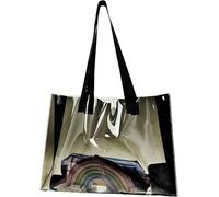 AMJKEJI Sac fourre-tout transparent de grande capacité Sac à bandoulière transparent Noir Transparent Sac à main pour le travail, le shopping, la plage, les voyages, les concerts - 40 × 29 × 10 cm