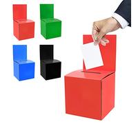 AMJKEJI Urne Carton, 4 Pcs Urne avec Fente en Papier, Amovible, Carré, 15 x 15 x 15 cm, pour Votes, Sondages, Concours, Mariages, Anniversaires (Noir, Bleu, Rouge et Vert)