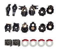 AMK TRX4 Kit en laiton avec revêtement noir 0,6 kg - Boîtier C-Hub TRX6 - Pochettes de direction pour essieu avant avec disque de frein pour mises à niveau 1/10 RC Crawler TRX4 (avant + arrière)