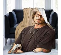 Amkong Johnny Depp Couverture polaire super douce et confortable - Couverture de pique-nique, camping, plage, décoration de chambre à coucher, salon, yoga (152,4 x 203,2 cm)