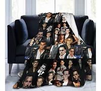 Amkong Johnny Depp - Couverture polaire super douce et confortable - Couverture de pique-nique, de camping, de plage, pour décoration de chambre à coucher, salon, yoga (203,2 x 152,4 cm)