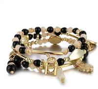 Amlhy Bracelet bohème avec pendentif tournesol multicouche extensible et perles - Cadeau idéal pour femmes et filles, 1cm, 1
