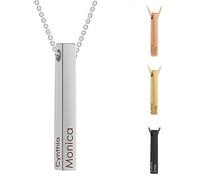 Amlion Collier Prenom Personnalisé,Personnalisé Gravé Homme Colliers,Colliers Pendentif Colonne pour Femme, Porte-clés Anniversaire Marriage Famille