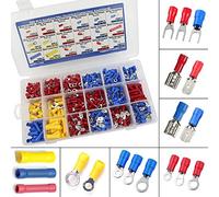 Amlits Lot de 300 connecteurs électriques isolés - Bouton, anneau, bêche, déconnexion rapide - Assortiment de connecteurs de bornes à sertir