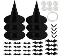AMLOOPH Décorations d'Halloween - Chapeau de sorcière à suspendre avec accessoire en corde et crochets transparents sans couture (chapeau de sorcière)