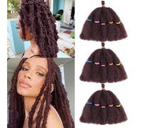 AMLUCKS Afro Kinky Hair 10 Inch 3 Packs Marley Twist Braiding Hair Pre-Separated Bulk Springy Braids for Cuban Twist Hair Faux Locs Crochet Synthetic Hair Extensions for Women (99J#, 10inch)