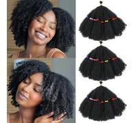 AMLUCKS Afro Kinky Hair 10 Inch 3 Packs Marley Twist Braiding Hair Pre-Separated Bulk Springy Braids for Cuban Twist Hair Faux Locs Crochet Synthetic Hair Extensions for Women (1B#, 10inch)