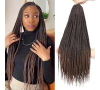 AMLUCKS Box Braids Crochet Hair 6 Packs Pre Looped Knotless Medium 3X Braids for Black Women