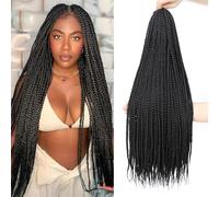 AMLUCKS Box Braids Crochet Hair 6 Packs Pre-Looped Knotless Medium 3X Braids for Black Women
