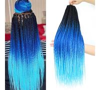 AMLUCKS Box Braids Crochet Hair 6 Packs Pre Looped Knotless Medium 3X Braids for Black Women