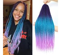 AMLUCKS Box Braids Crochet Hair 6 Packs Pre Looped Knotless Medium 3X Braids Goddess Box Braids Crochet Hair Extensions for Black Women Braiding Hair (C26#, 22inch)