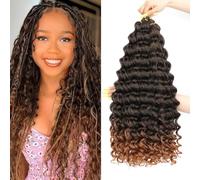 AMLUCKS Deep Wave Crochet Braids Hair Ocean Wave Braiding Hair for Black Women Girls Synthetic Water Wave Crochet Hair Extensions for Boho Braids (T30#, 22inch-3)