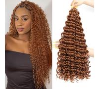 AMLUCKS Deep Wave Crochet Braids Hair Ocean Wave Braiding Hair for Black Women Girls Synthetic Water Wave Crochet Hair Extensions for Boho Braids (30#, 22inch-3)