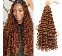 AMLUCKS Deep Wave Crochet Braids Hair Ocean Wave Braiding Hair for Black Women Girls Synthetic Water Wave Crochet Hair Extensions for Boho Braids (30#, 22inch-6)