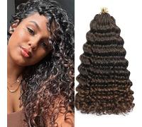 AMLUCKS Ocean Wave Crochet Hair 8 Packs Pre Looped Short GoGo Curl Crochet Hair Ombre Curly Deep Wavy Twist Braids Synthetic Braiding Hair Extensions for Women (T30#, 14inch)