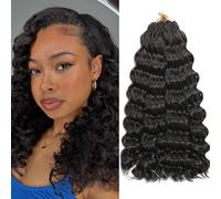 AMLUCKS Ocean Wave Crochet Hair 8 Packs Pre Looped Short GoGo Curl Crochet Hair Ombre Curly Deep Wavy Twist Braids Synthetic Braiding Hair Extensions for Women (4#, 14inch)