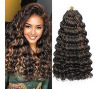 AMLUCKS Ocean Wave Crochet Hair 8 Packs Pre Looped Short GoGo Curl Crochet Hair Ombre Curly Deep Wavy Twist Braids Synthetic Braiding Hair Extensions for Women (P4/30#, 14inch)