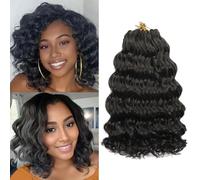 AMLUCKS Ocean Wave Crochet Hair 8 Packs Pre Looped Short GoGo Curl Crochet Hair Ombre Curly Deep Wavy Twist Braids Synthetic Braiding Hair Extensions for Women (4#, 10inch)