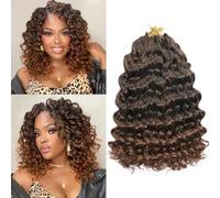 AMLUCKS Ocean Wave Crochet Hair 8 Packs Pre Looped Short GoGo Curl Crochet Hair Ombre Curly Deep Wavy Twist Braids Synthetic Braiding Hair Extensions for Women (T30#, 10inch)