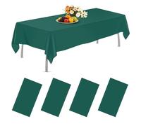 AMLUCKS Plastic Rectangle Disposable Table Cloth 4 Pack 54 x 108 inch Table Cloths Waterproof Stain-Resistant for Weddings BBQ Picnic Birthdays and Events Party (4, Dark Green, 54 * 108inch)