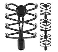 AMLY Lacets no tie pour et adultes, Lacets sans nœud, Lacets élastiques À toute épreuve pour tennis (Black-black-black-black)