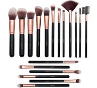 AMMIY Pennelli Trucco oro 18 Pezzi Pennelli Trucco Premium Set Viso e Occhi, Pennelli Sintetici per Fondotinta Correttori in Polvere Ombretto Arrossito