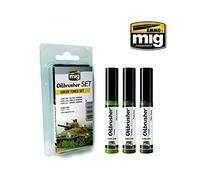 Ammo MIG-7502 Green Tones Oilbrushers Set, Multicolour