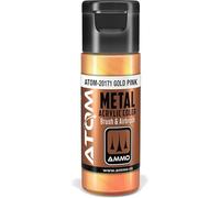 AMMO of Mig Jimenez S.L Atom : Peinture acrylique rose doré métallisé flacon de 20 ml