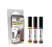 Ammo of MIG : Lot de 3 brusseurs pour tonalités de Base (Couleur à l'huile prédiluée avec Pinceau applicateur dans Le Bouchon)