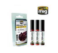 AmmO OF MIG : Set de 3 Oilbrusher pour tons rouille, couleur à l'huile pré-diluée, avec pinceau applicateur dans le bouchon