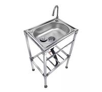 AMMOI Évier Cuisine INOX Lavabo Cuisine avec Robinet Evier Exterieur De Jardin 1 Bac avec Support Evier De Garage pour Hôtel Restaurant Bar La Lessive (Size : 48x35x83cm)