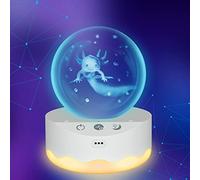 Ammonite Cadeau Axolotl, Boule de cristal pour enfants avec base de lampe LED, 70mm(2.75 inch) transparent en verre pour les cadeaux d'anniversaire des enfants, Cadeau d'anniversaire et d'anniversaire
