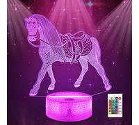 Ammonite cheval veilleuse pour fille, lampe cheval pour décor de chambre d'enfant avec 16 couleurs changer télécommande & minuterie, cadeaux d'anniversaire pour garçons filles amoureux adultes