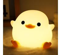 Ammonite DoDo Veilleuse en forme de canard en silicone souple pour enfants, lampe de chevet LED rechargeable à intensité variable avec minuterie de 20 minutes, cadeau pour garçons filles femmes