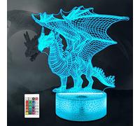 Ammonite Lampe dragon pour enfants, jouet veilleuse en forme de dragon 3D, 16 couleurs avec télécommande, décoration de chambre d'enfant, cadeau de Noël, d'anniversaire pour garçons et filles Clair