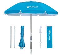 AMMSUN Parasol de plage portable compact de 2 m avec ancre de sable, coupe-vent, bouton poussoir d'inclinaison et grille d'aération, protection UV 50+, tient dans une grande valise pour voyage,